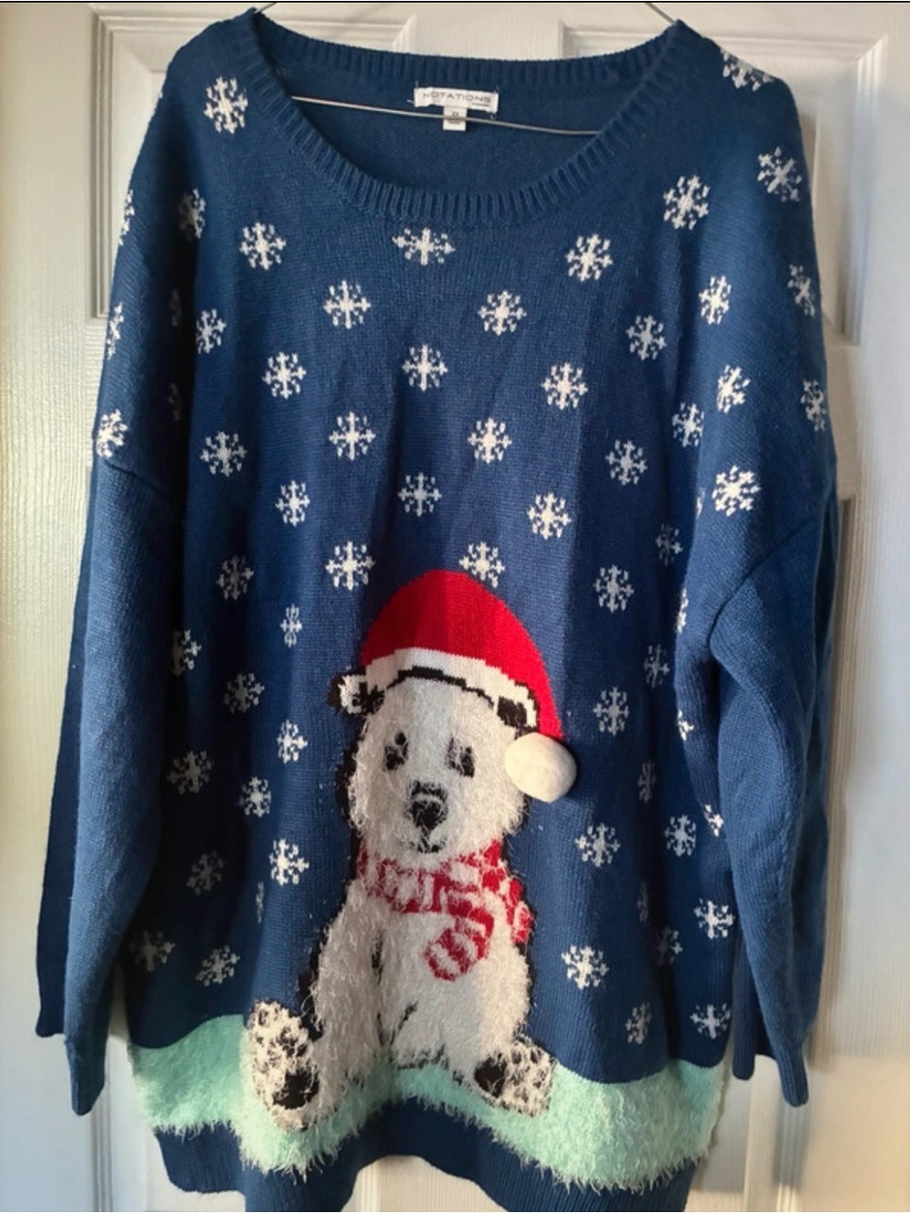 Notations Blue Holiday Polar Bear Sweater